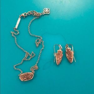 Kendra Scott rose gold druzy set